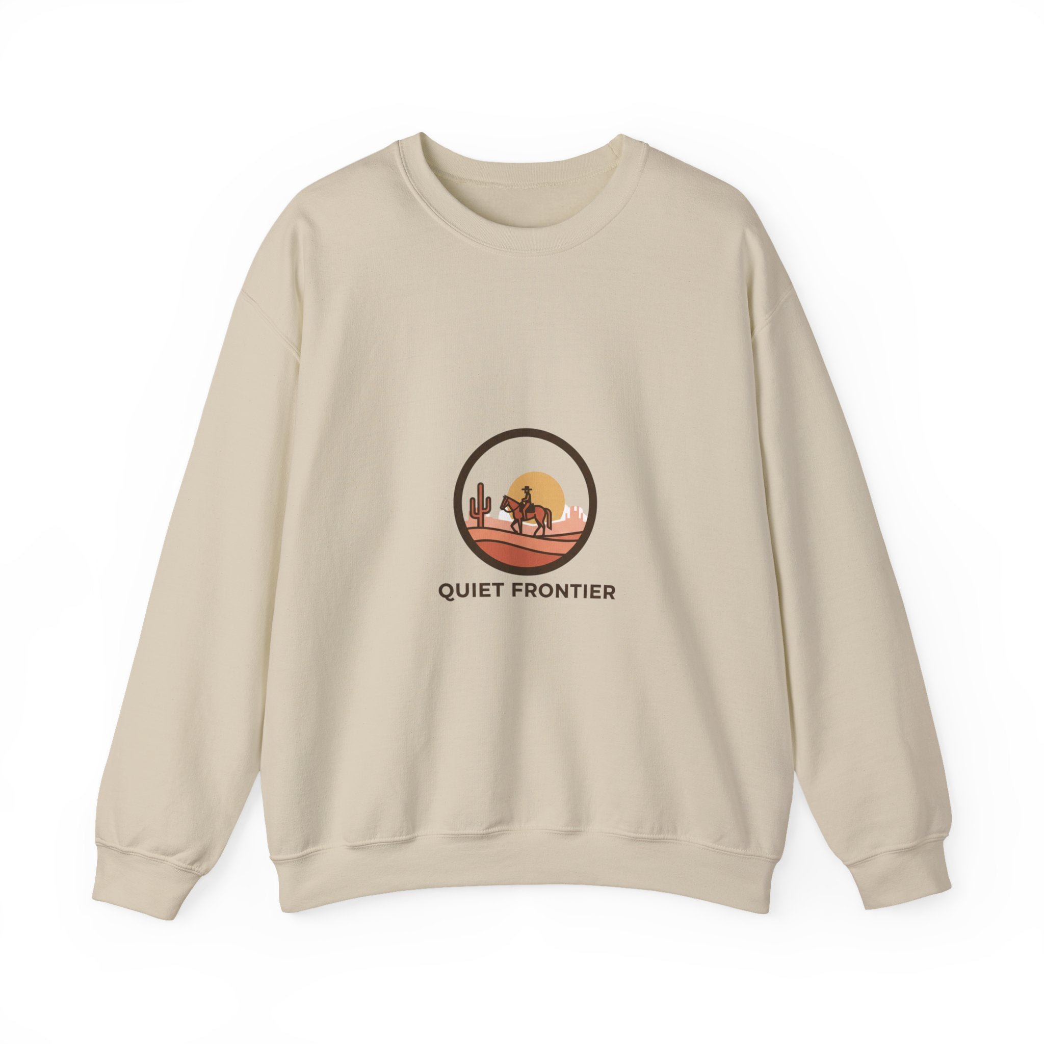 Quiet Frontier Crewneck Sweatshirt | Cowboy Chic, Desert Sunset Minimalist