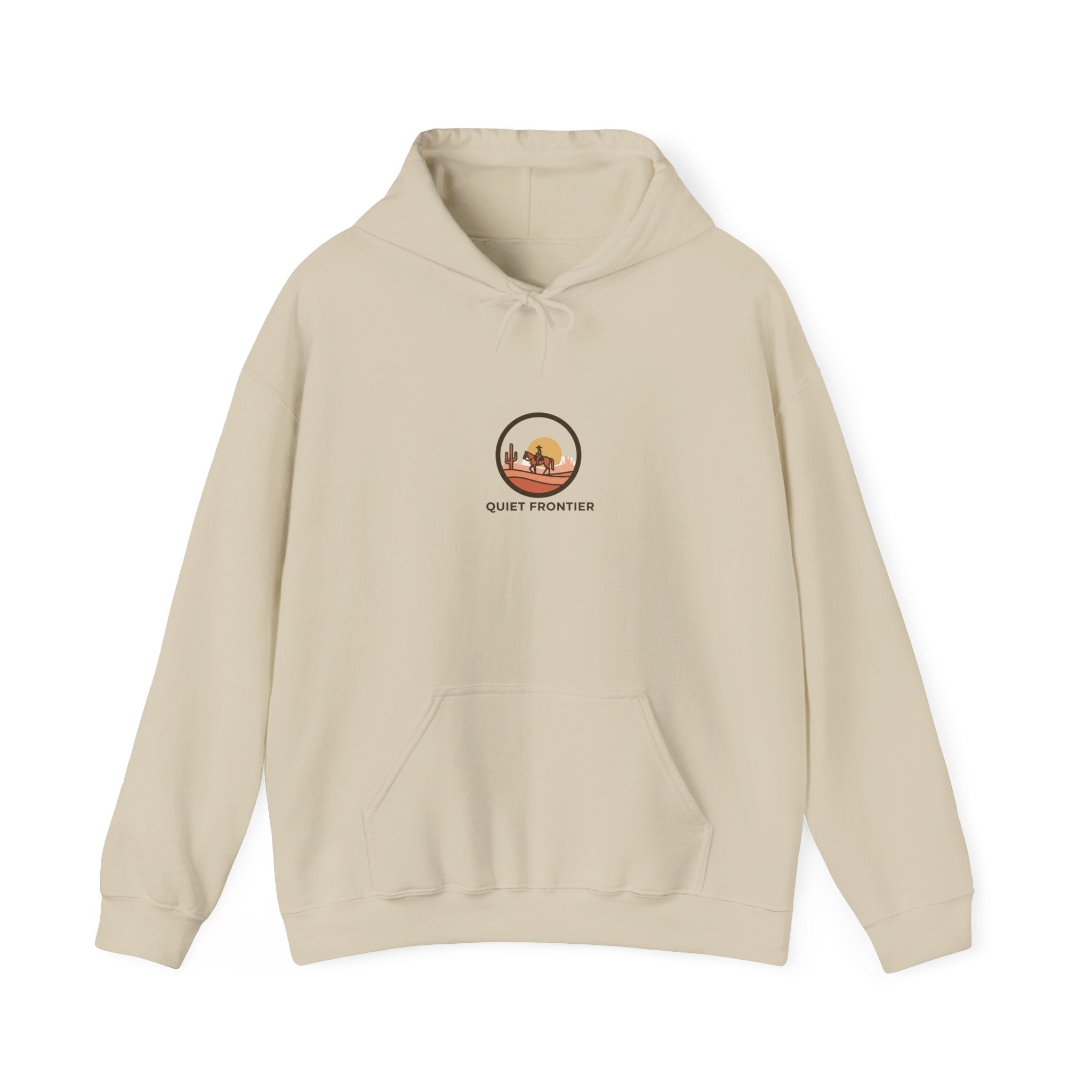 Quiet Frontier Hoodie | cowboy chic, minimalist mesa desert sunset