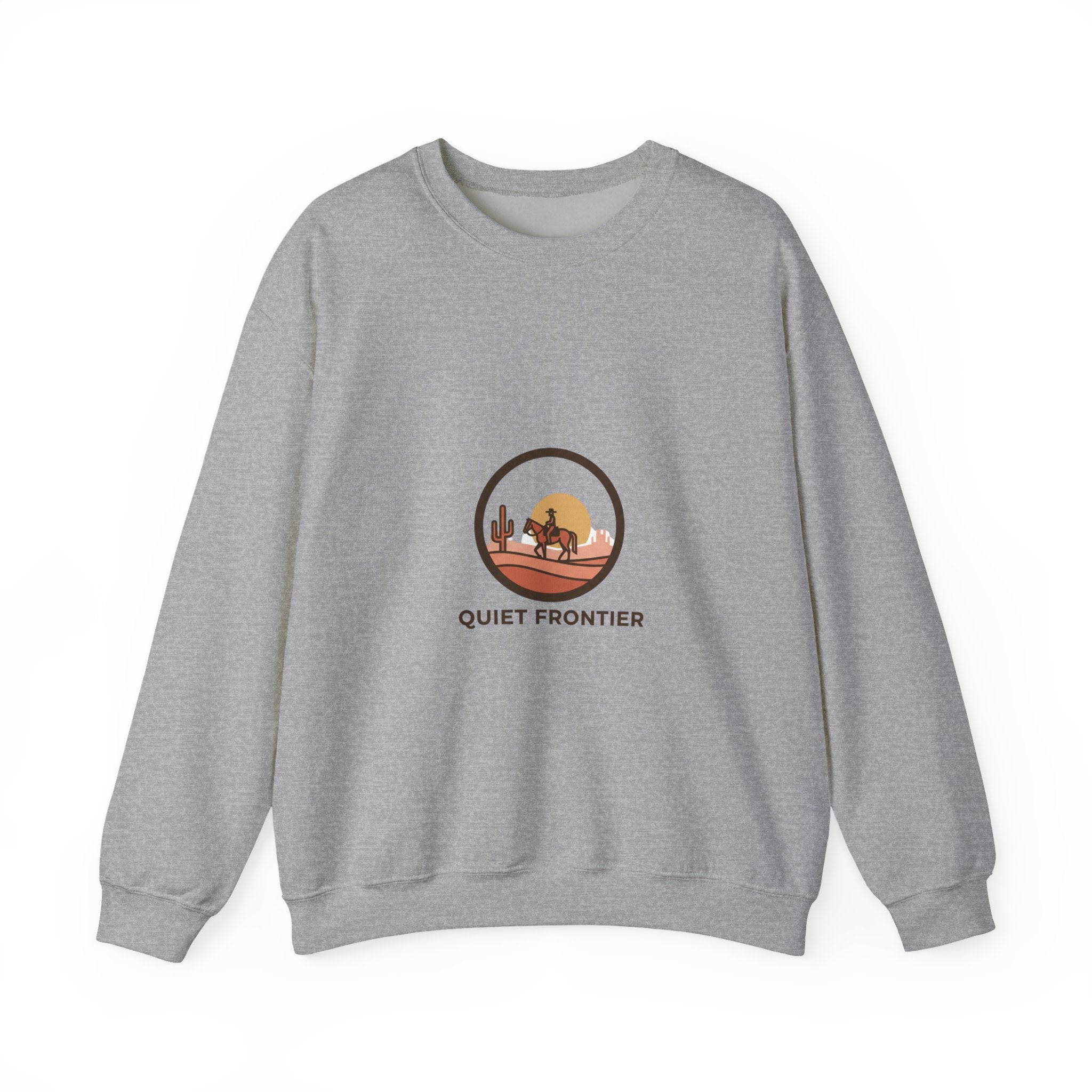 Quiet Frontier Crewneck Sweatshirt | Cowboy Chic, Desert Sunset Minimalist