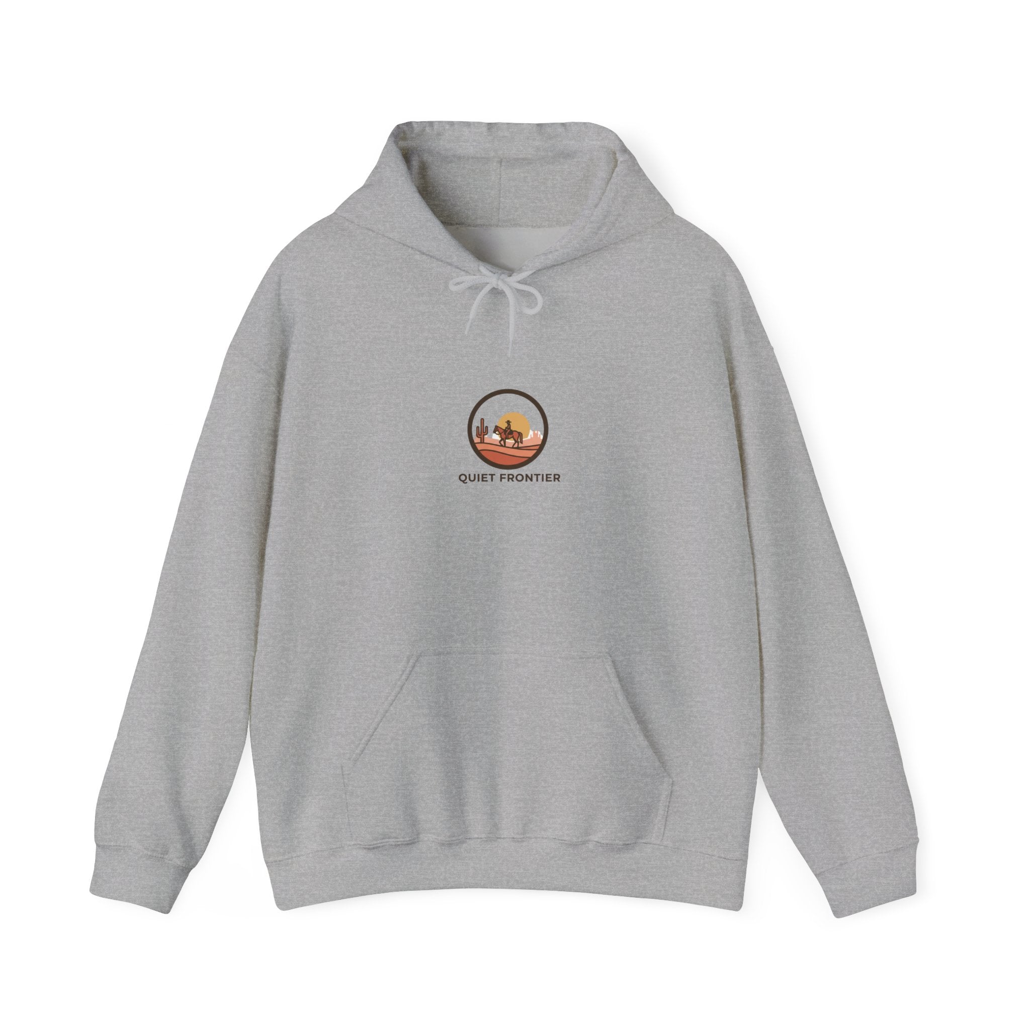 Quiet Frontier Hoodie | cowboy chic, minimalist mesa desert sunset